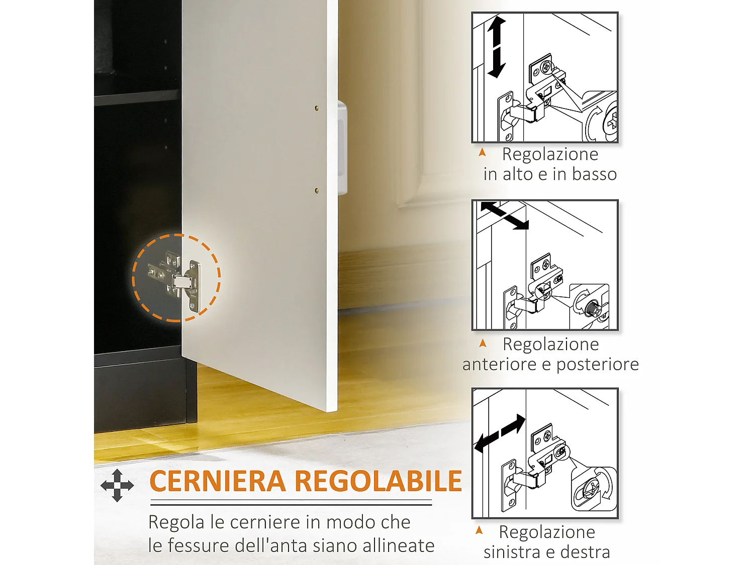 Mobiletto con cassetto di legno con ripiano regolabile