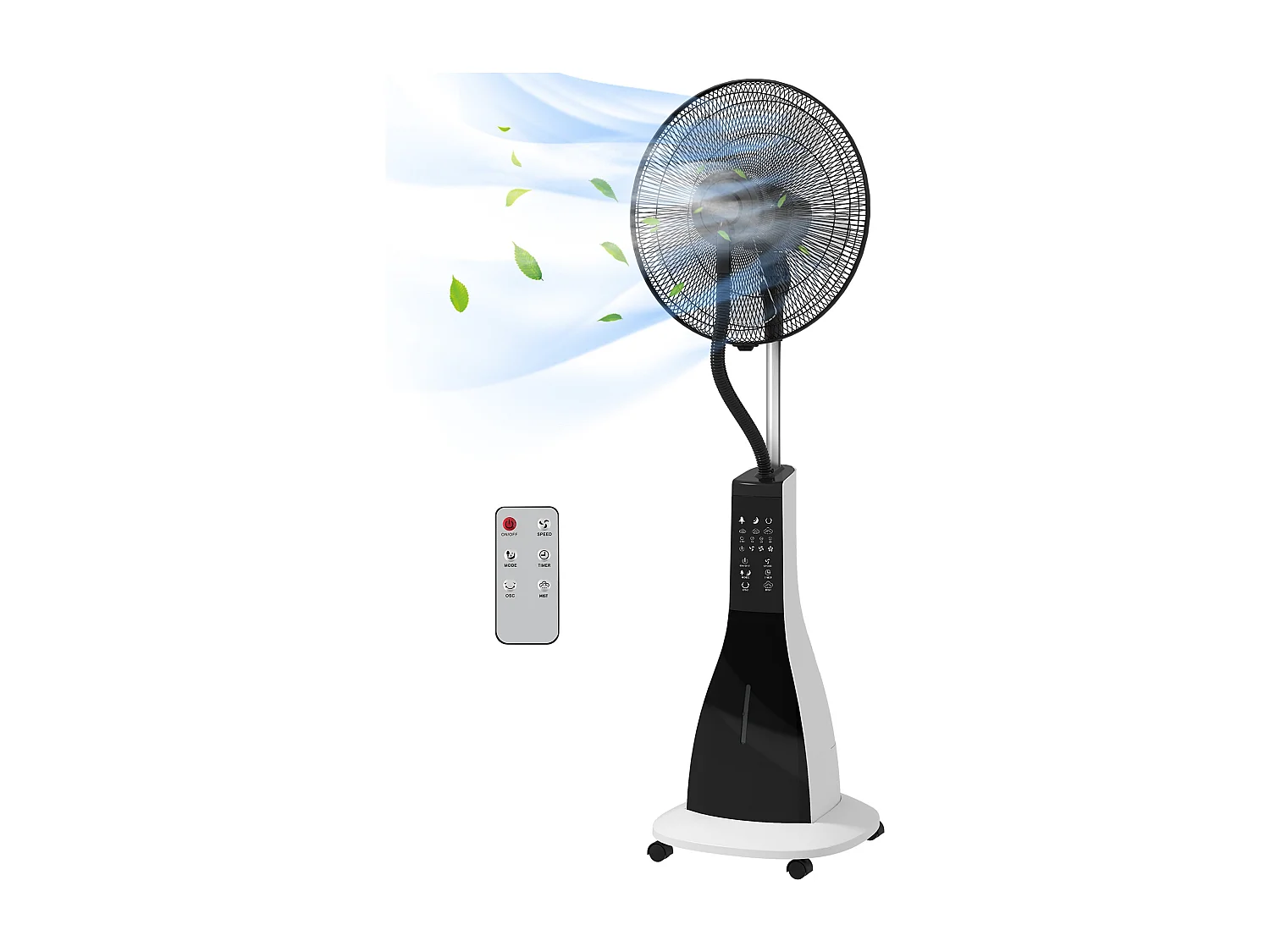 Ventilatore nebulizzatore con serbatoio 3l timer, 3 modalità e 3 velocità
