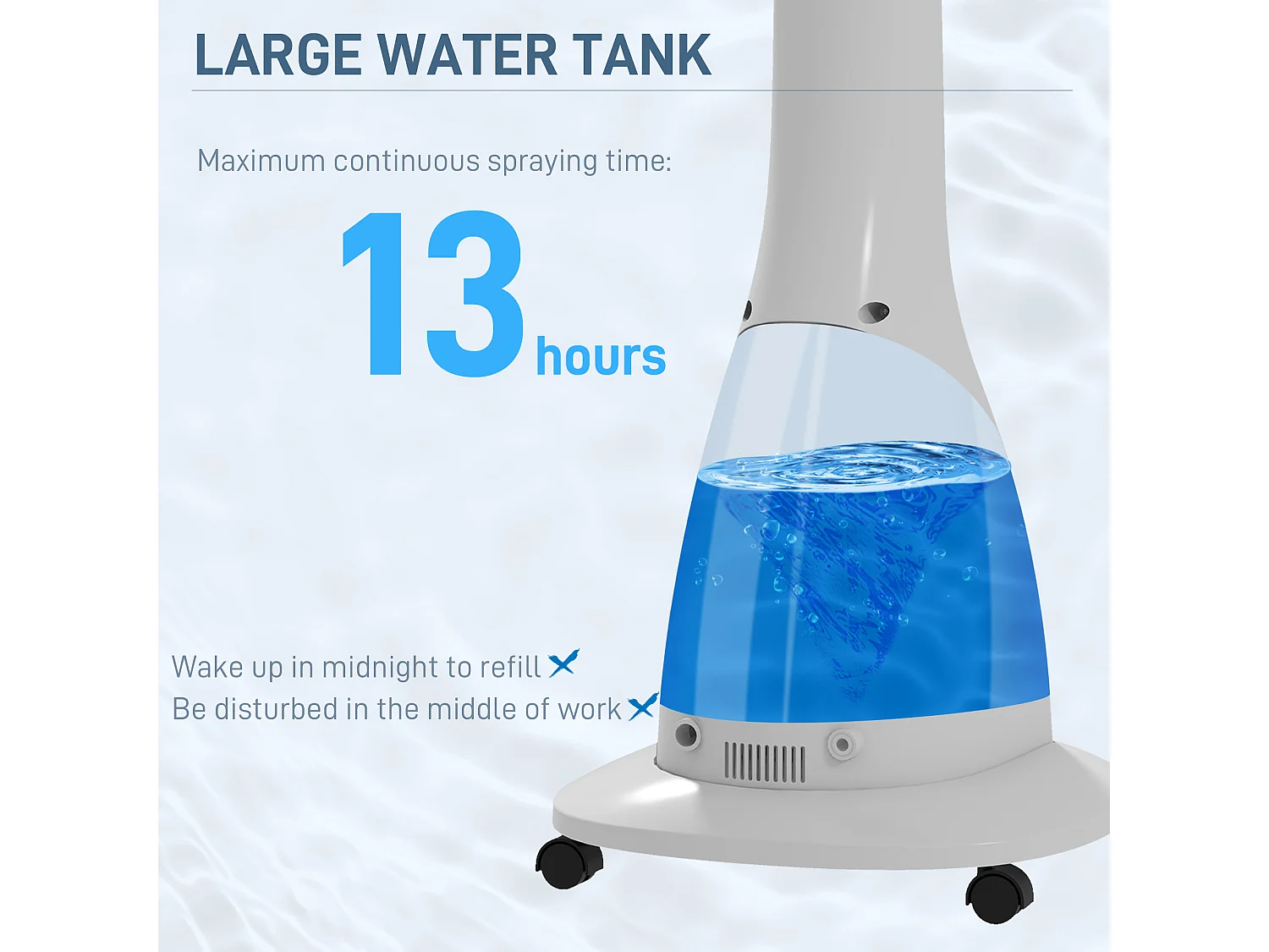 Ventilatore nebulizzatore con serbatoio 3l timer, 3 modalità e 3 velocità