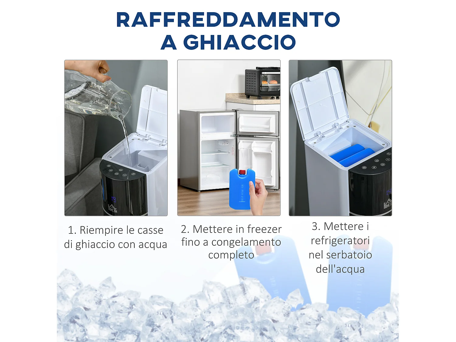 Ventilatore a torre raffrescatore evaporativo 3 modalità e 3 velocità