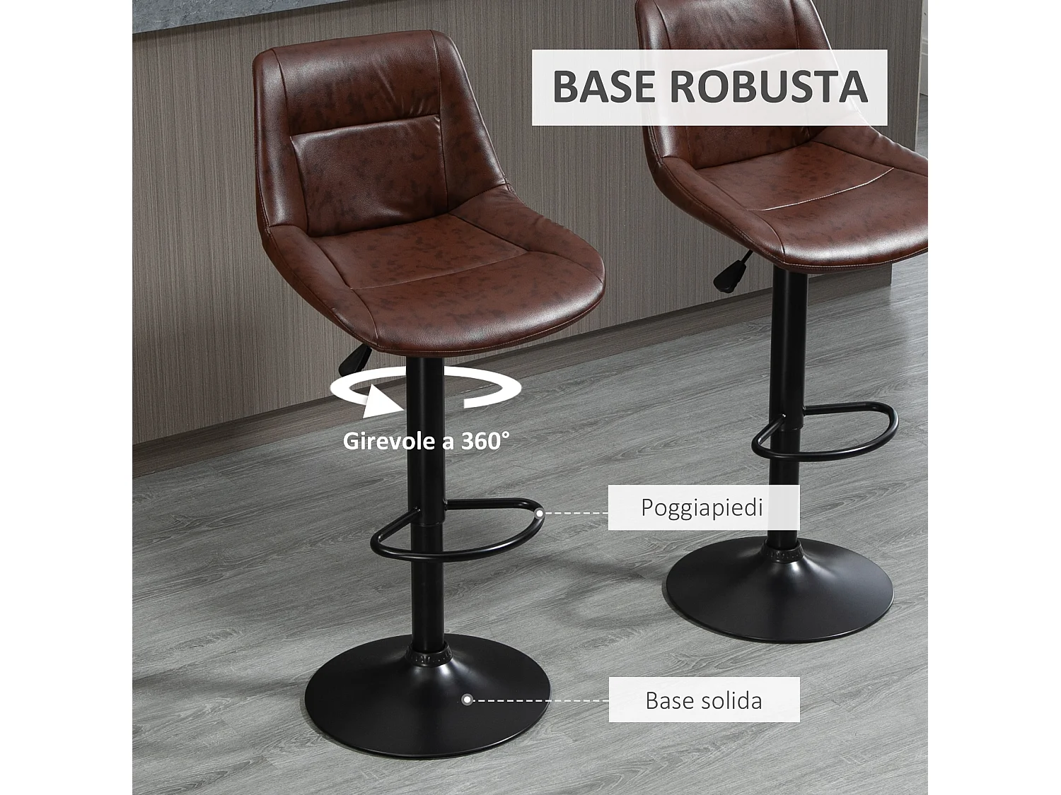 Set 2 sgabelli bar con altezza regolabile sgabelli alti cucina in finta pelle