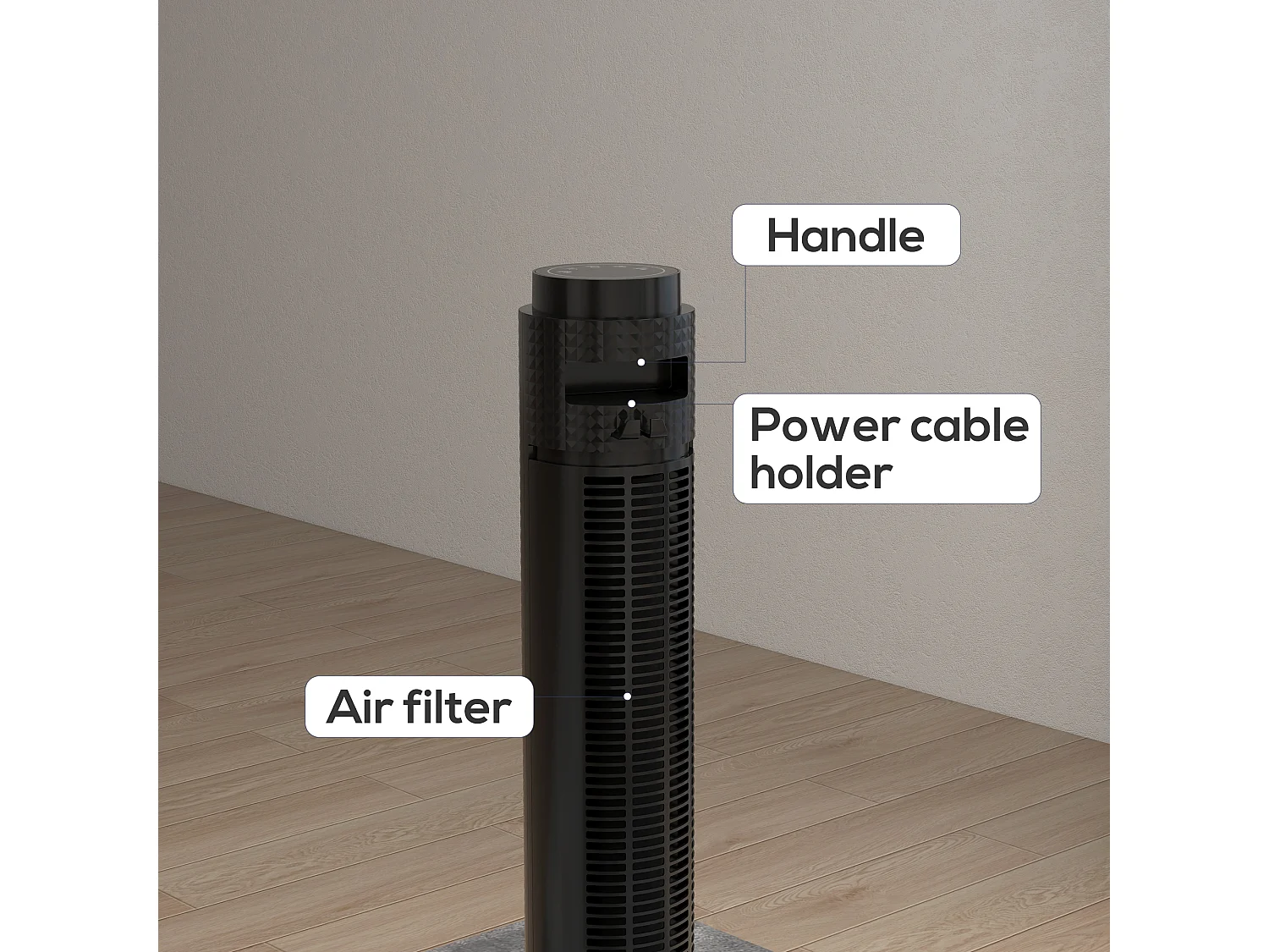 Ventilatore a torre 45w a 4 modalità e 3 velocità con timer da 12h