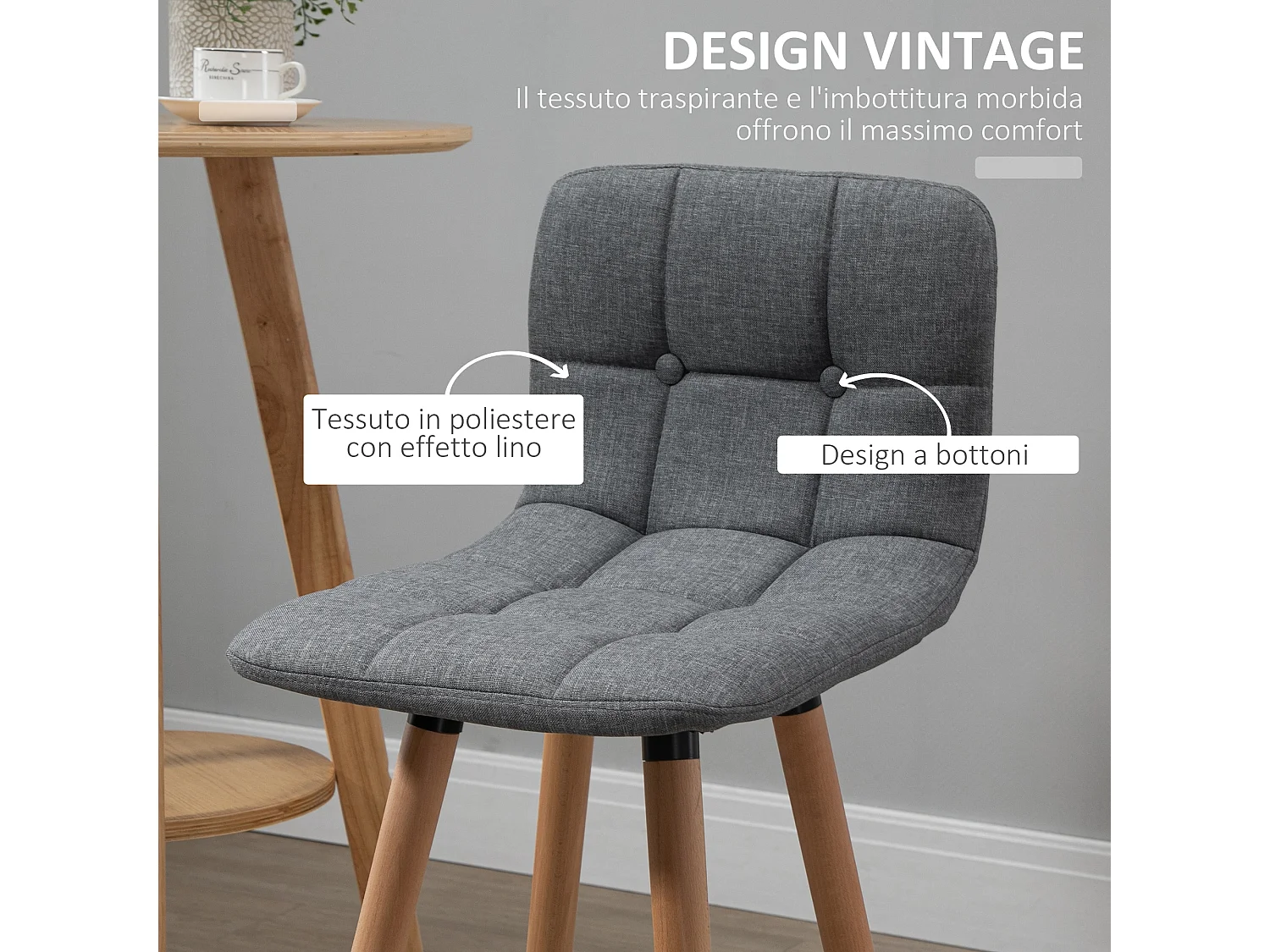 Set 2 sgabelli da bar imbottiti poggiapiedi e schienale grigi