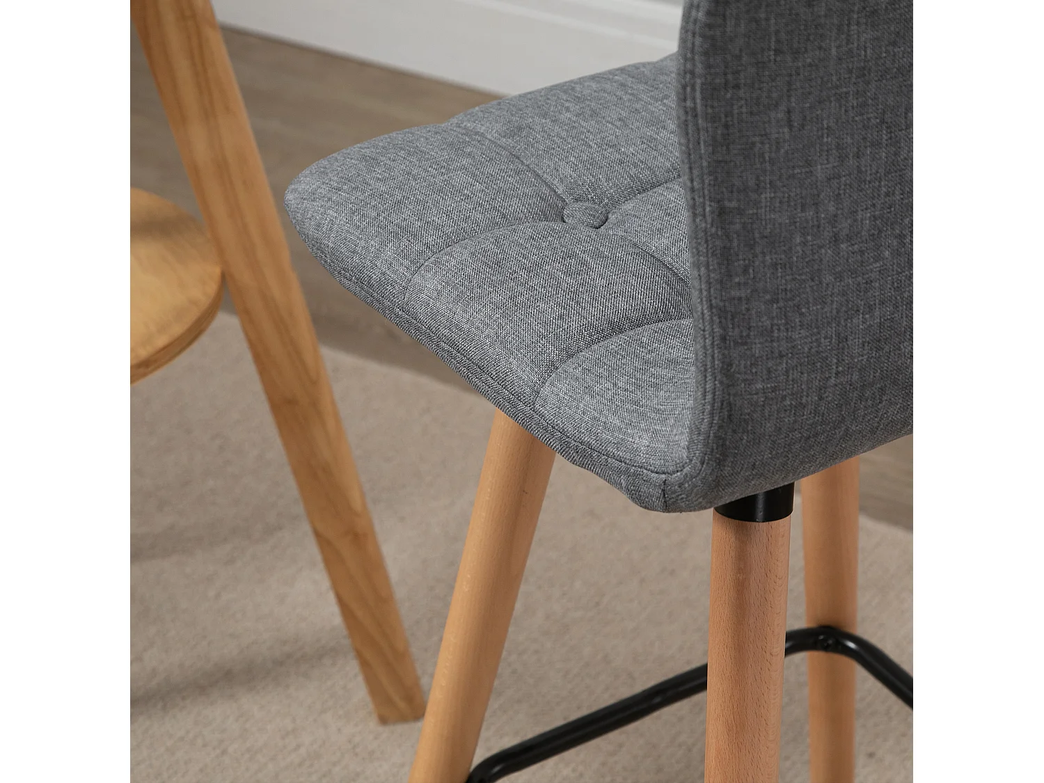 Set 2 sgabelli da bar imbottiti poggiapiedi e schienale grigi