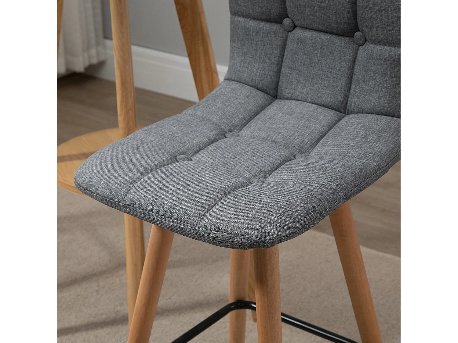 Set 2 sgabelli da bar imbottiti poggiapiedi e schienale grigi