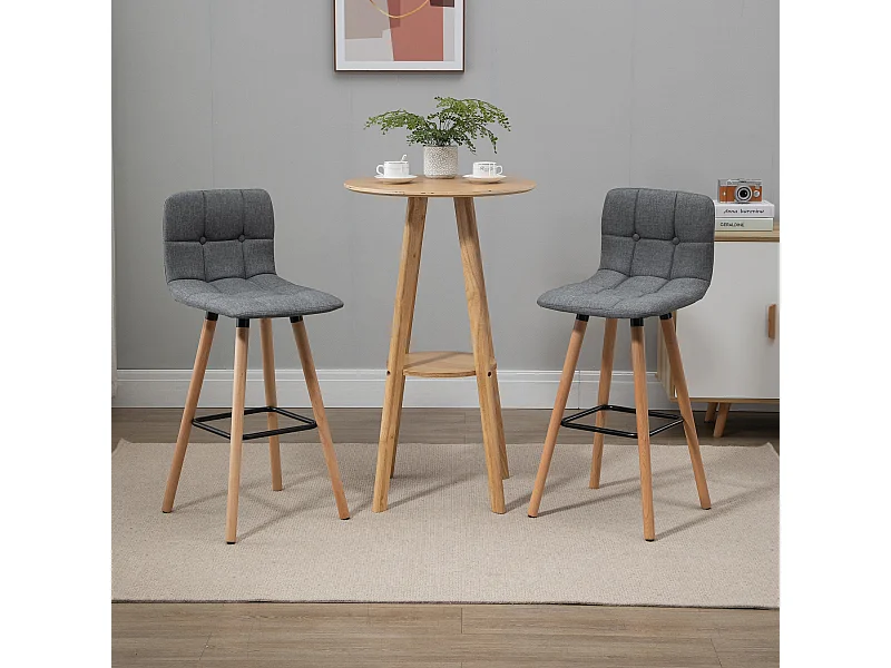 Set 2 sgabelli da bar imbottiti poggiapiedi e schienale grigi