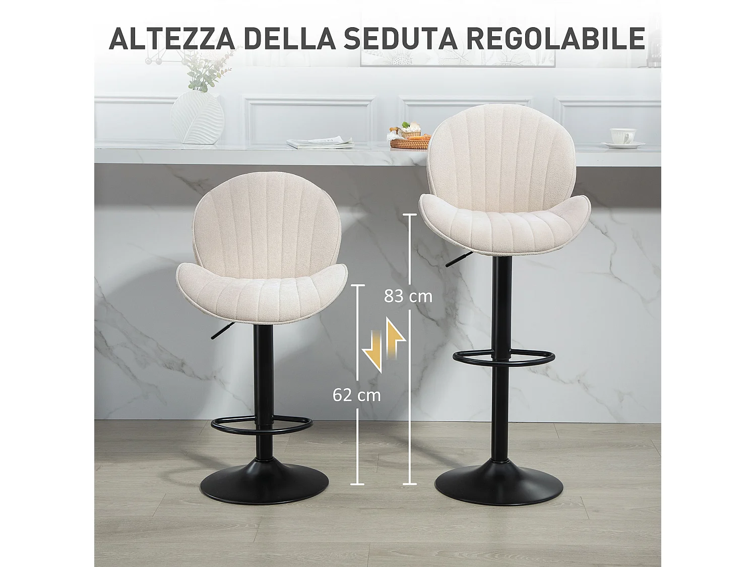 set 2 sgabelli cucina con altezza regolabile gabelli alti da bar in tessuto effetto ciniglia