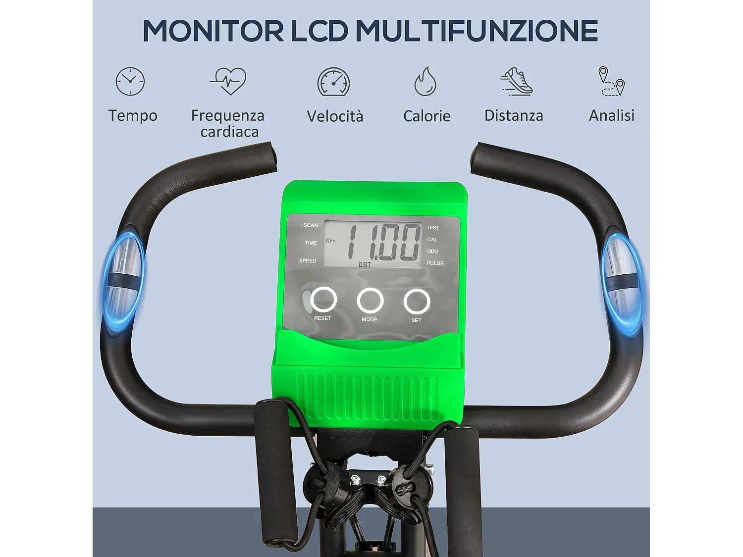 Cyclette pieghevole 2 in 1 resistenza 8 livelli e schermo lcd