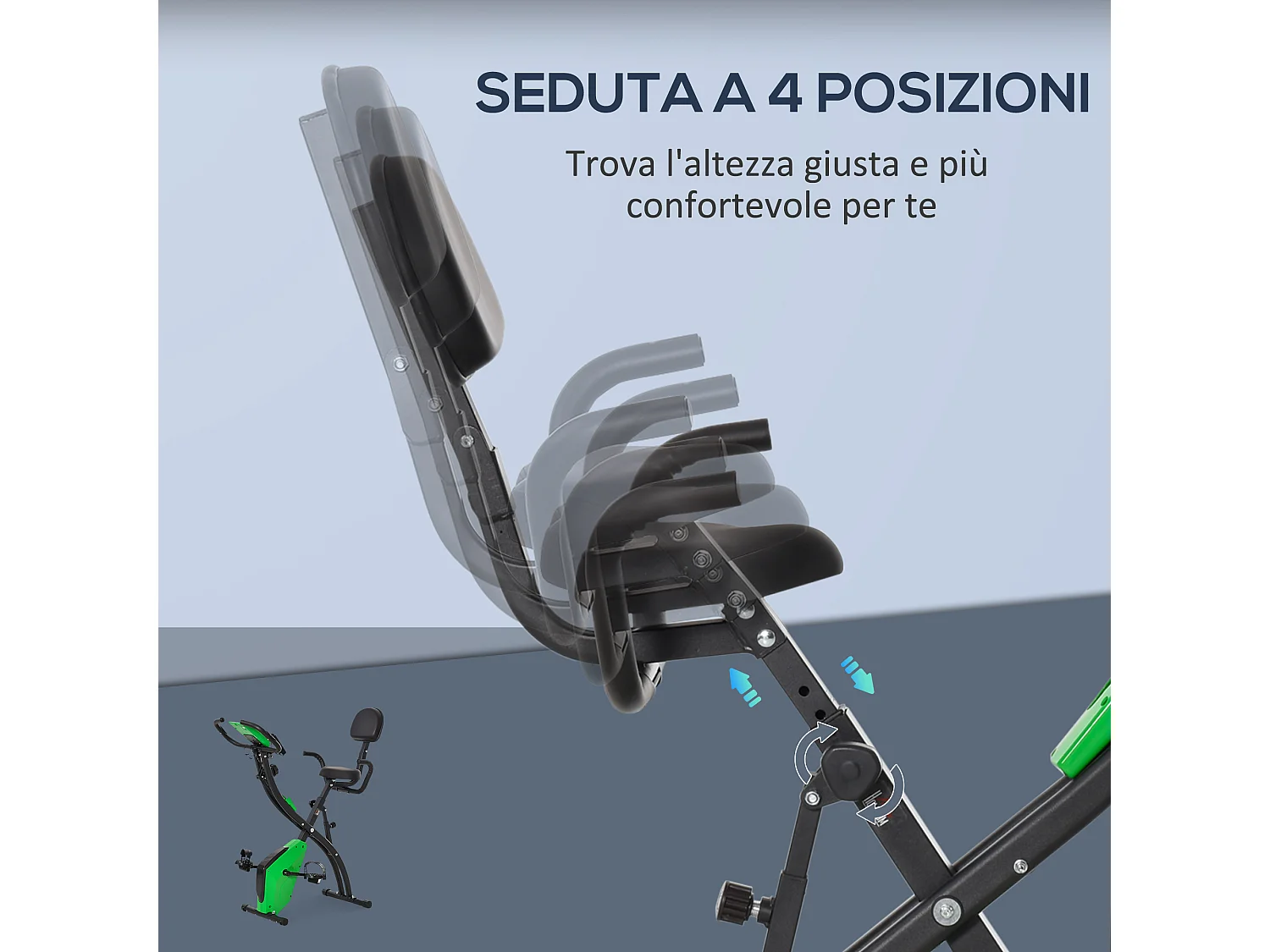 Cyclette pieghevole 2 in 1 resistenza 8 livelli e schermo lcd