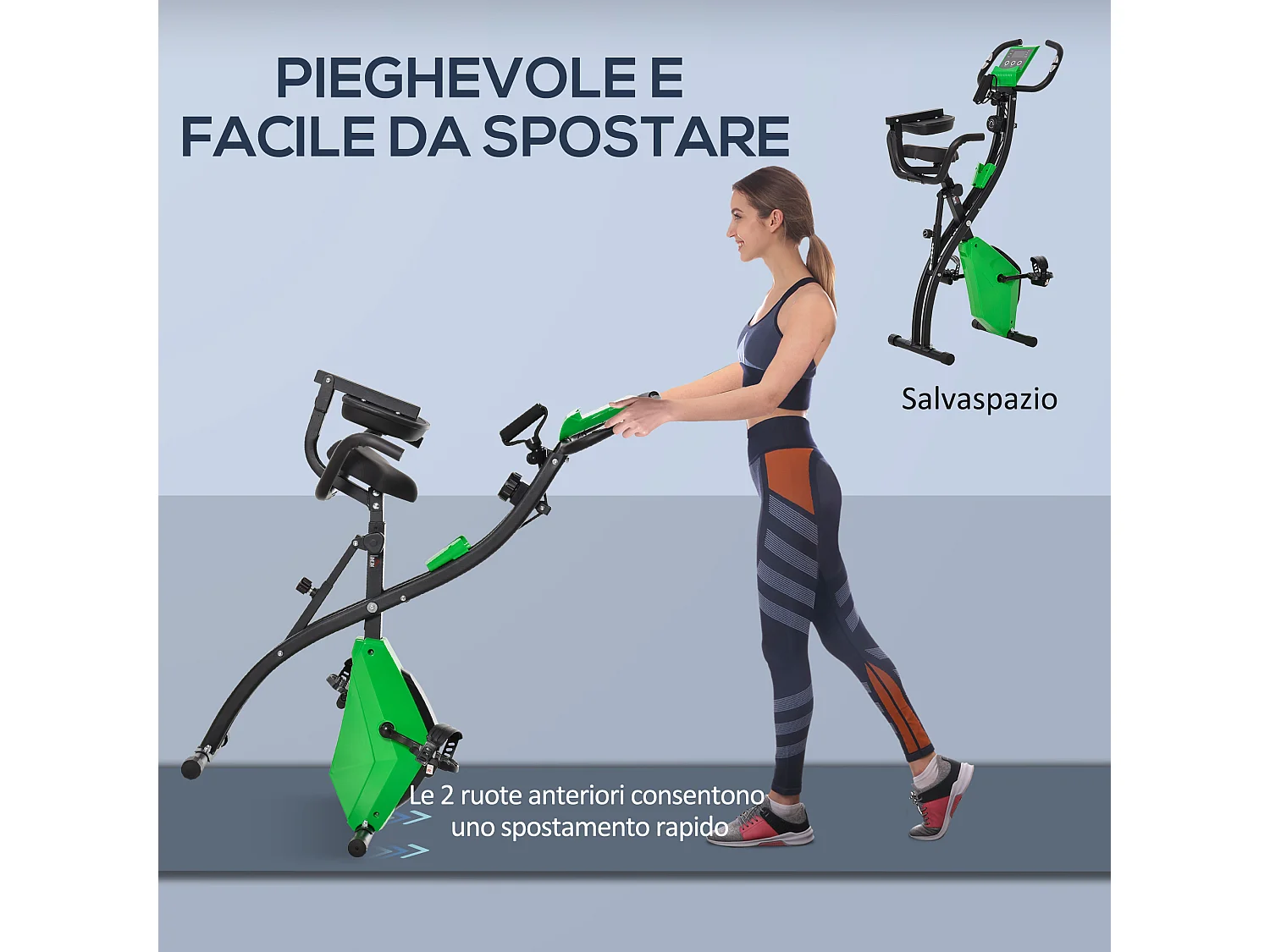Cyclette pieghevole 2 in 1 resistenza 8 livelli e schermo lcd