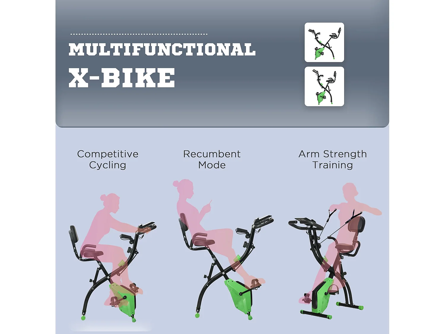 Cyclette pieghevole 2 in 1 resistenza 8 livelli e schermo lcd