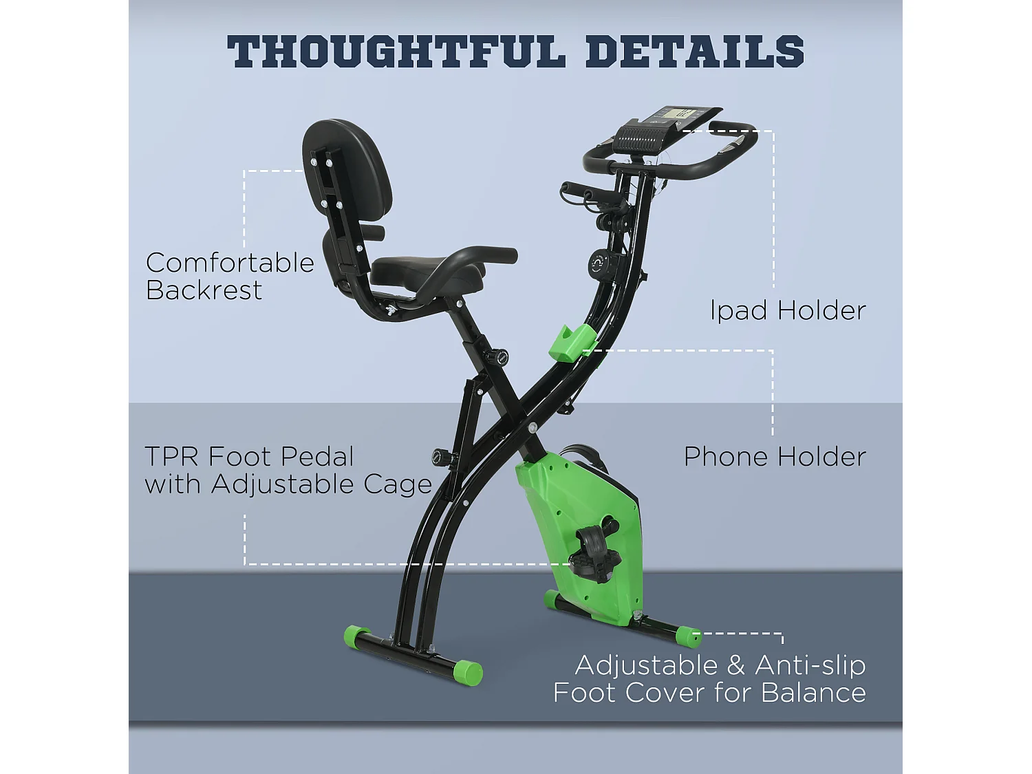 Cyclette pieghevole 2 in 1 resistenza 8 livelli e schermo lcd