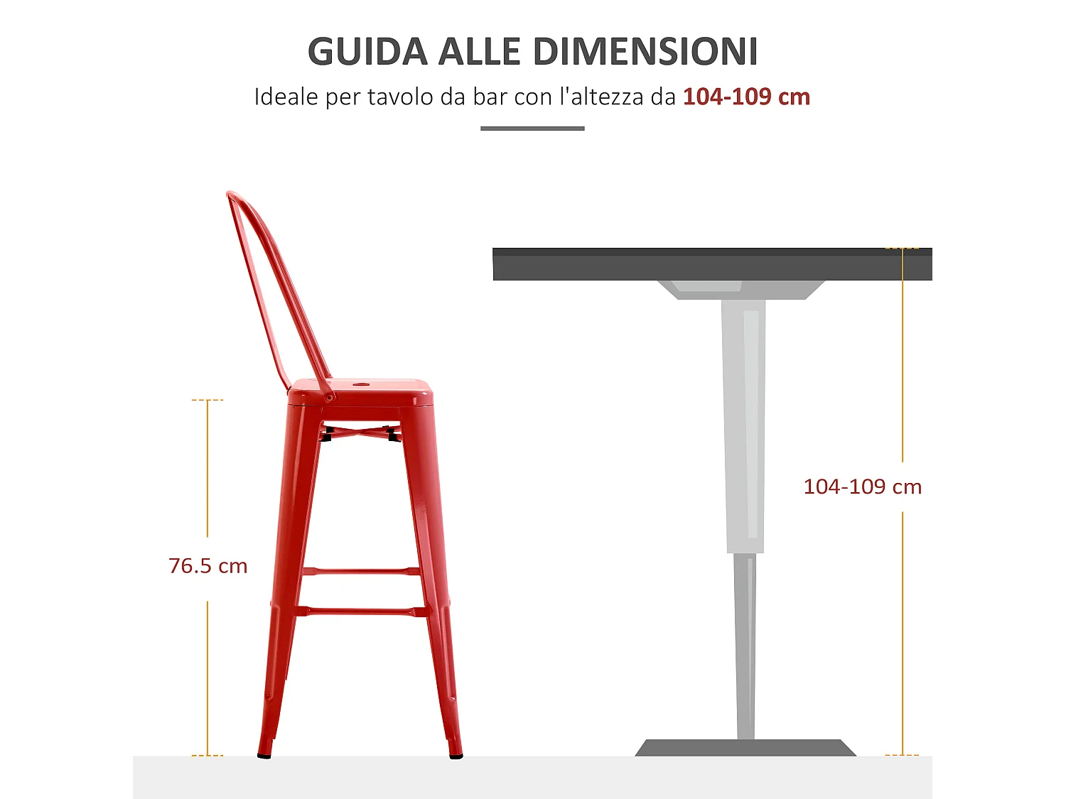 Set 2 sgabelli da bar con schienale rimovibile e poggiapiedi rosso