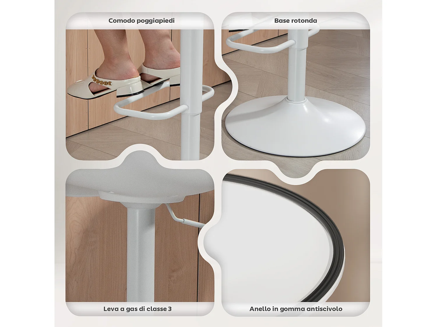 Set 2 sgabelli bar con altezza regolabile, sgabelli alti cucina in finta pelle