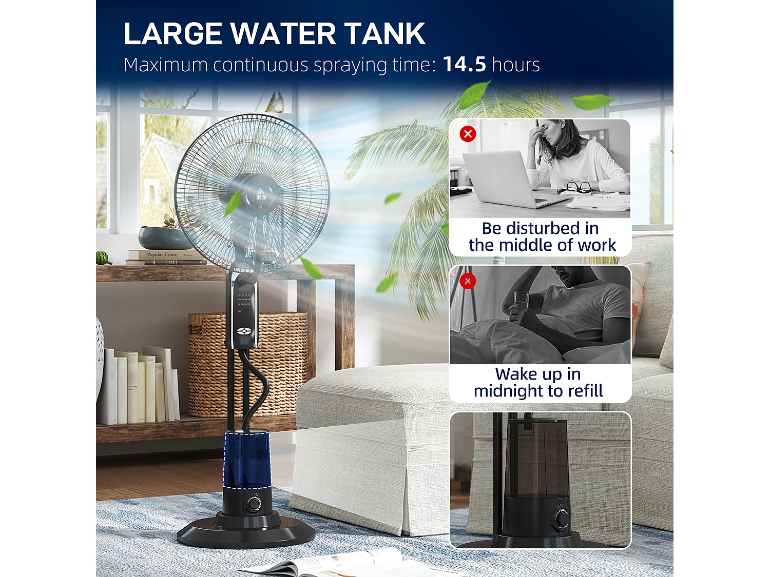 Ventilatore nebulizzatore con serbatoio da 3.2l, 3 modalità e 3 velocità