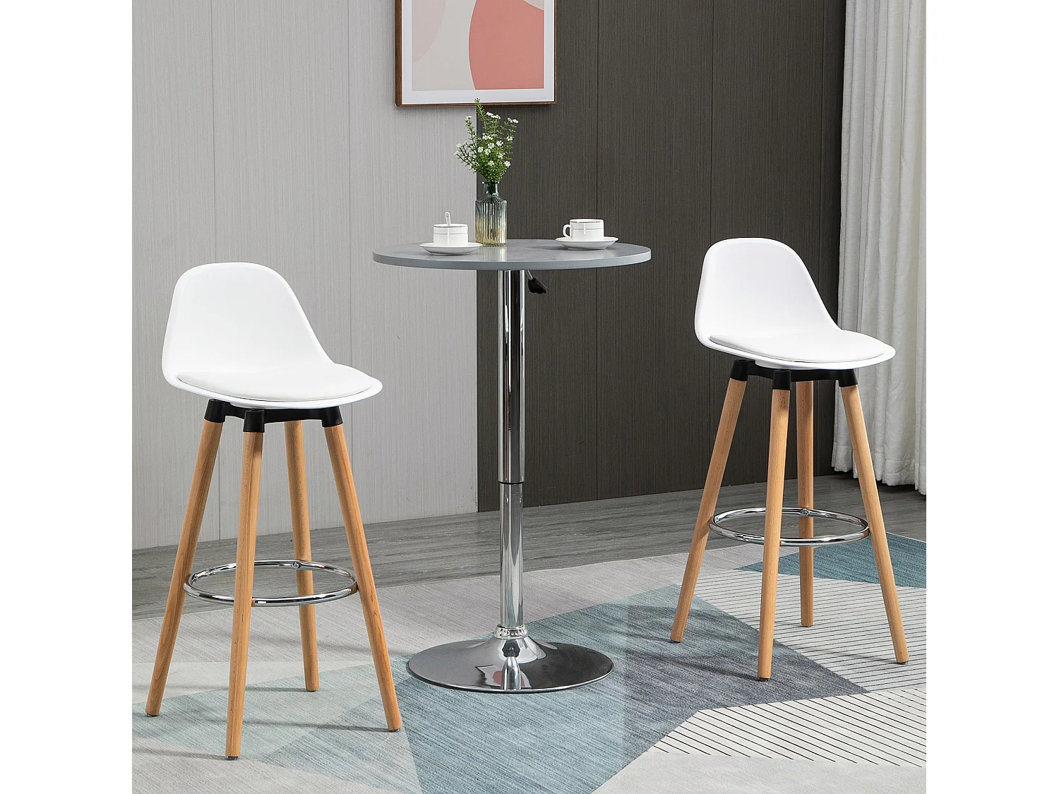 Set di 2 sgabelli da bar stile nordico con schienale coppia di sgabelli alti con cuscino