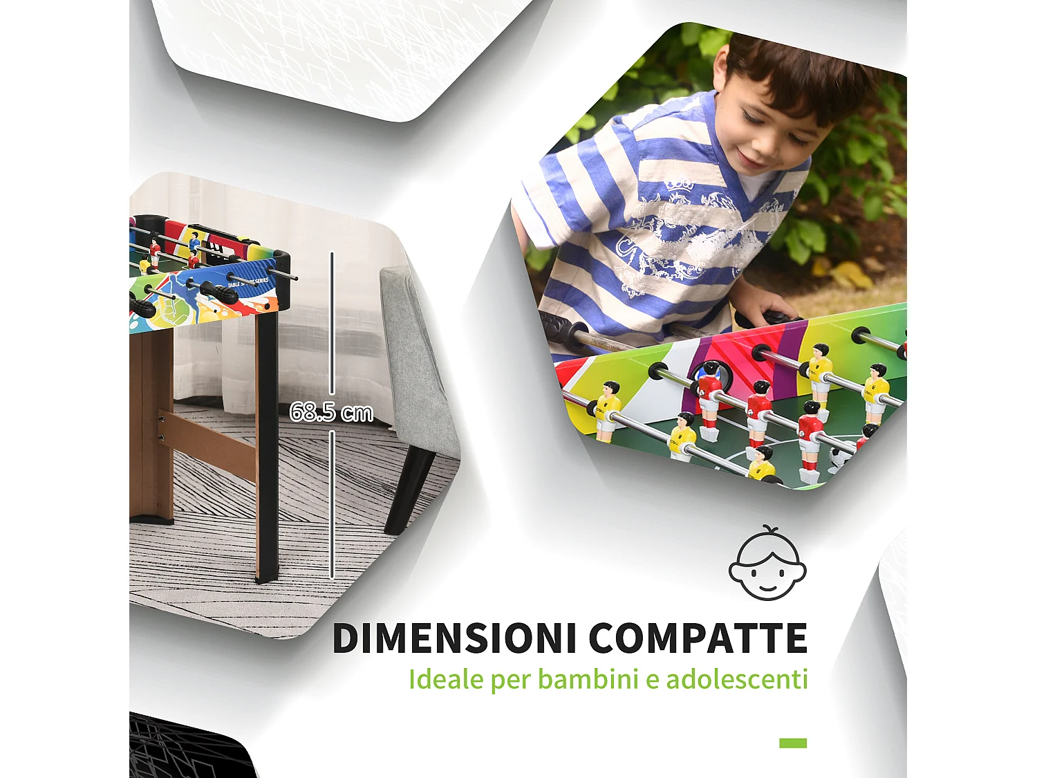 Calcio balilla classico con 2 tabelloni segnapunti 86.5x43.5x63 cm