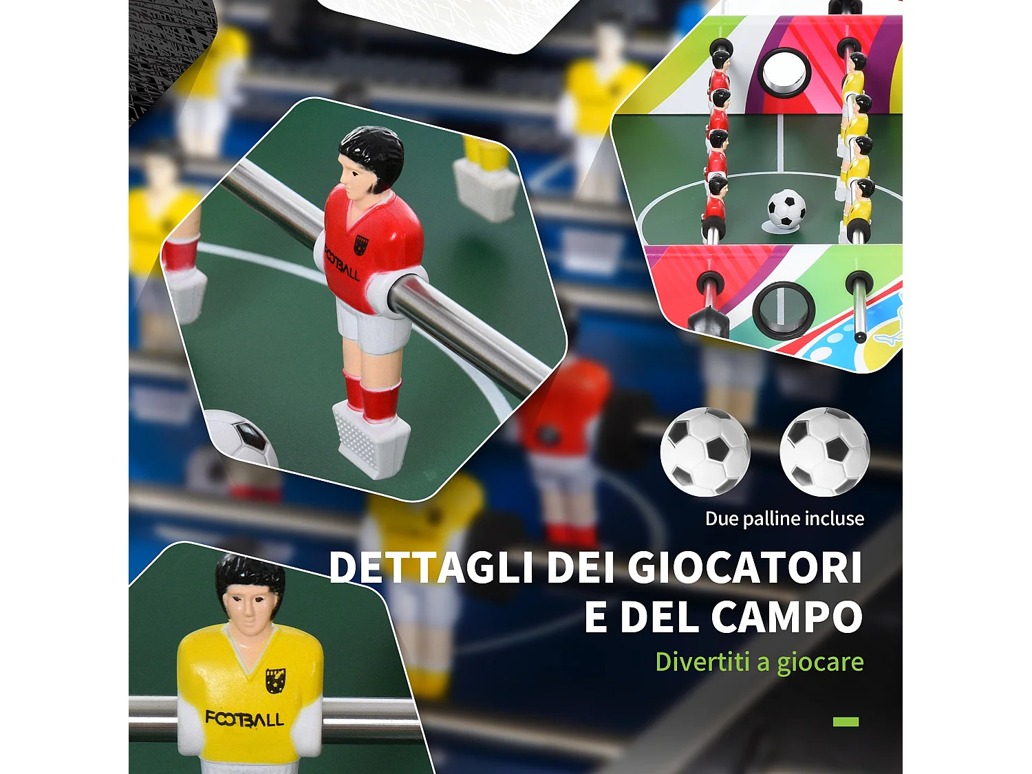 Calcio balilla classico con 2 tabelloni segnapunti 86.5x43.5x63 cm
