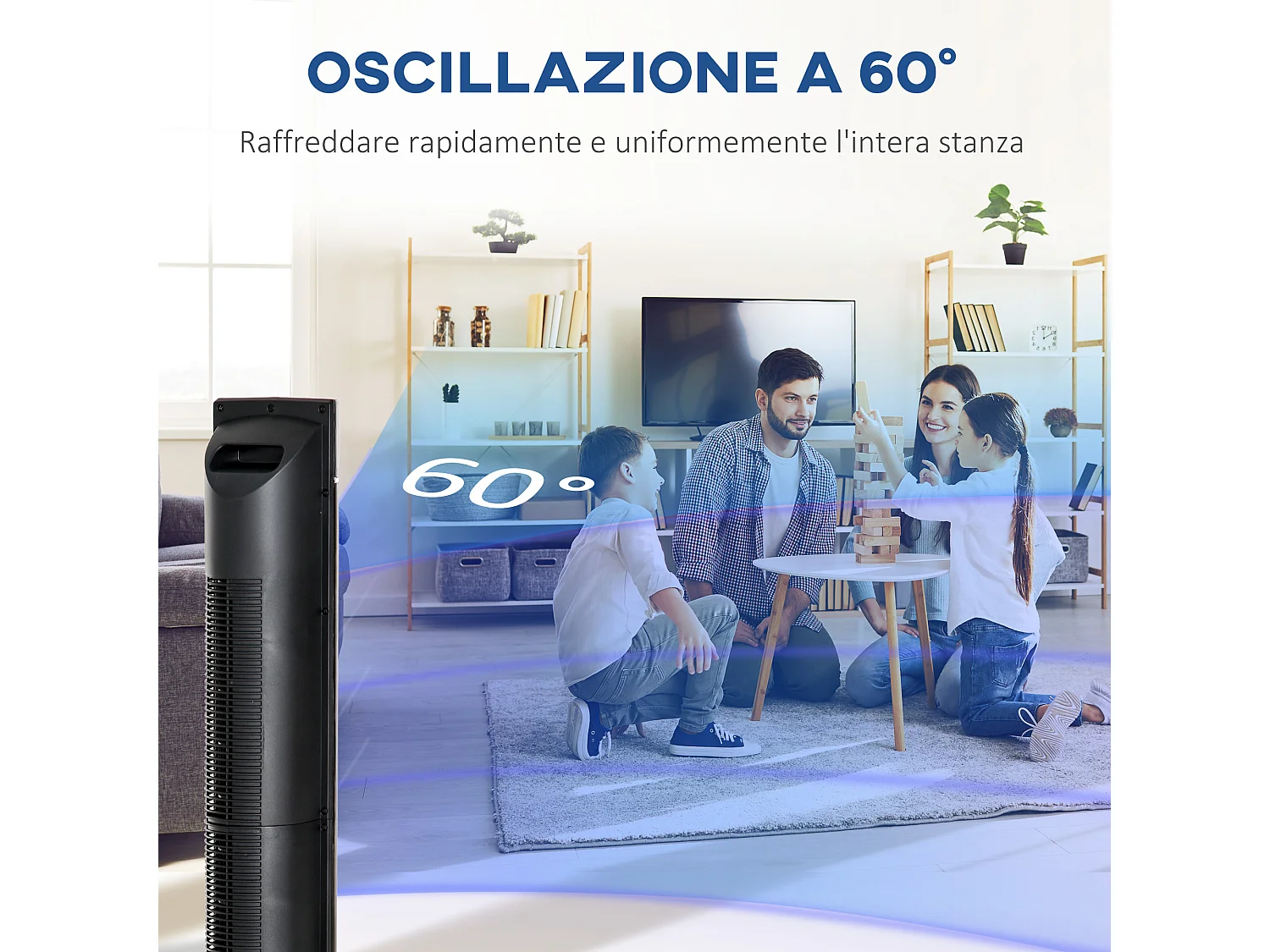 Ventilatore a torre ionizzatore 60w con 3 velocità