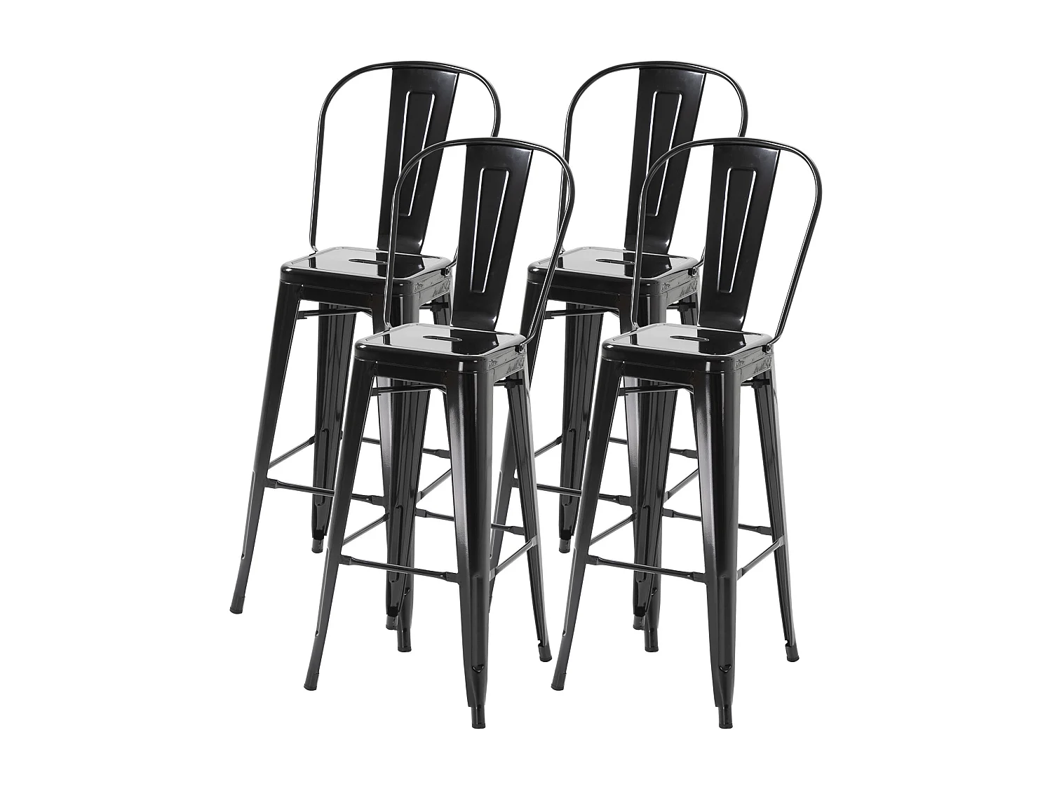 Set 4 sgabelli ergonomici con schienale rimovibile e poggiapiedi