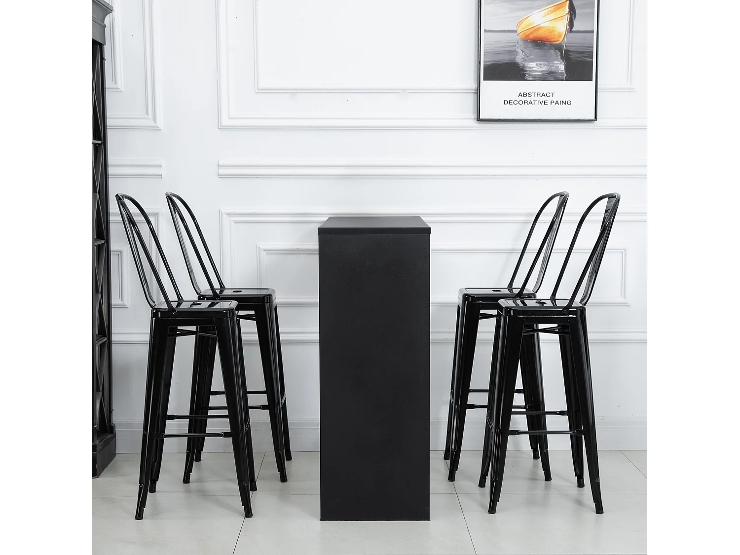 Set 4 sgabelli ergonomici con schienale rimovibile e poggiapiedi