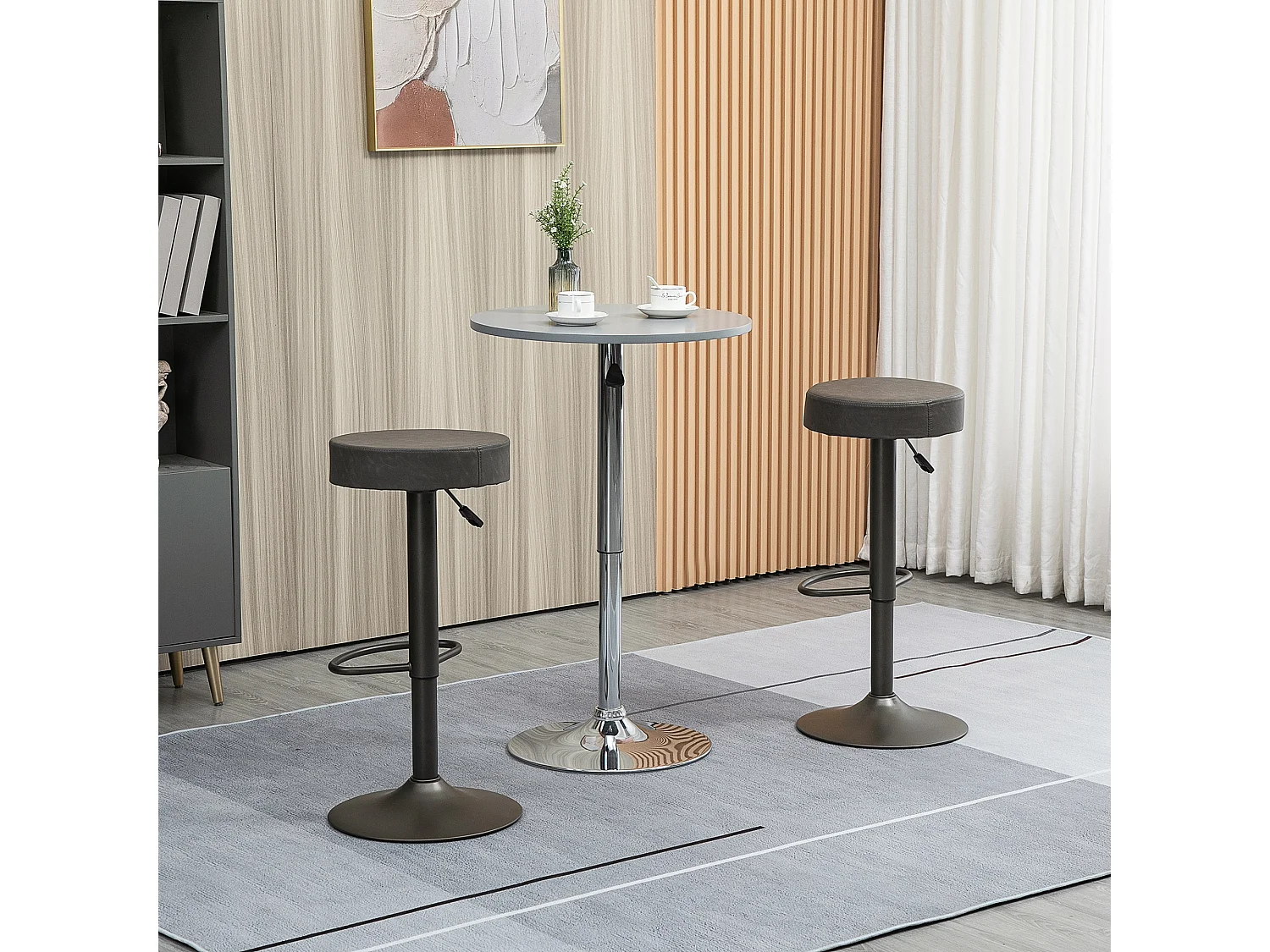 Set 2 sgabelli alti girevoli con poggiapiedi altezza regolabile
