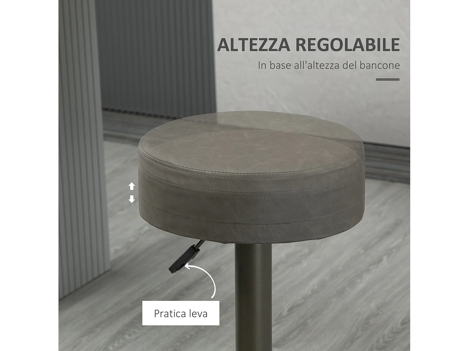 Set 2 sgabelli alti girevoli con poggiapiedi altezza regolabile