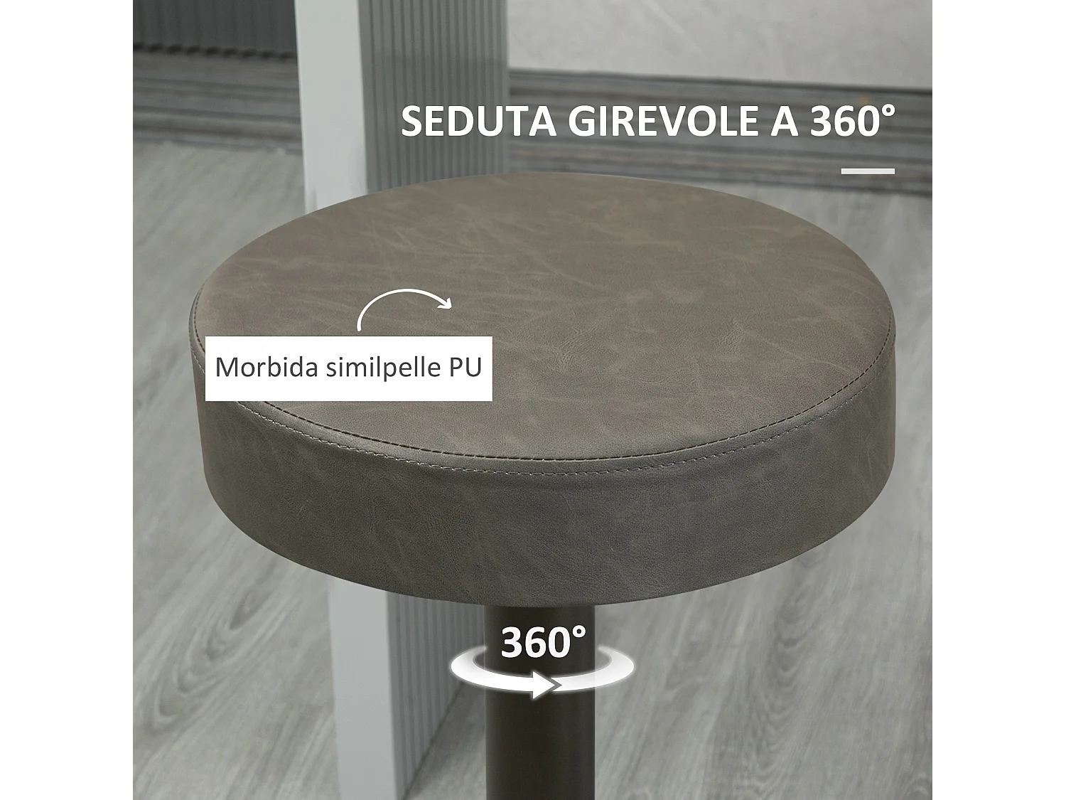 Set 2 sgabelli alti girevoli con poggiapiedi altezza regolabile