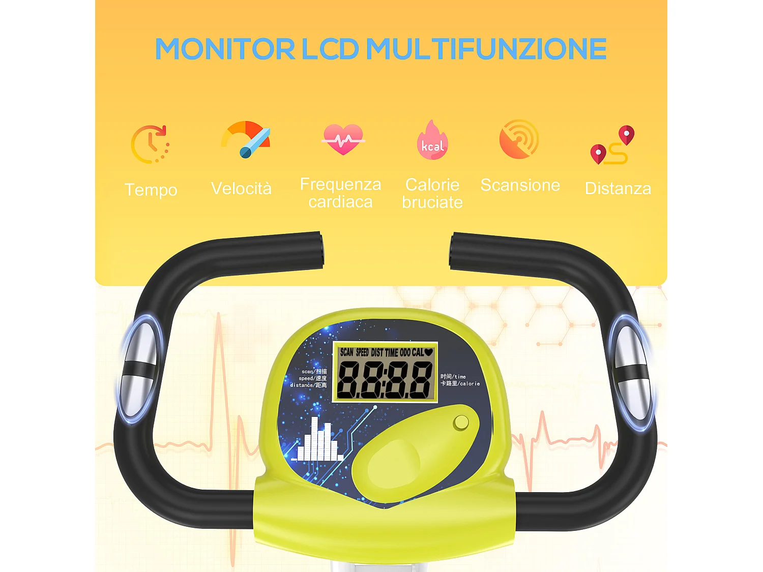 Cyclette pieghevole magnetica con 8 livelli di resistenza