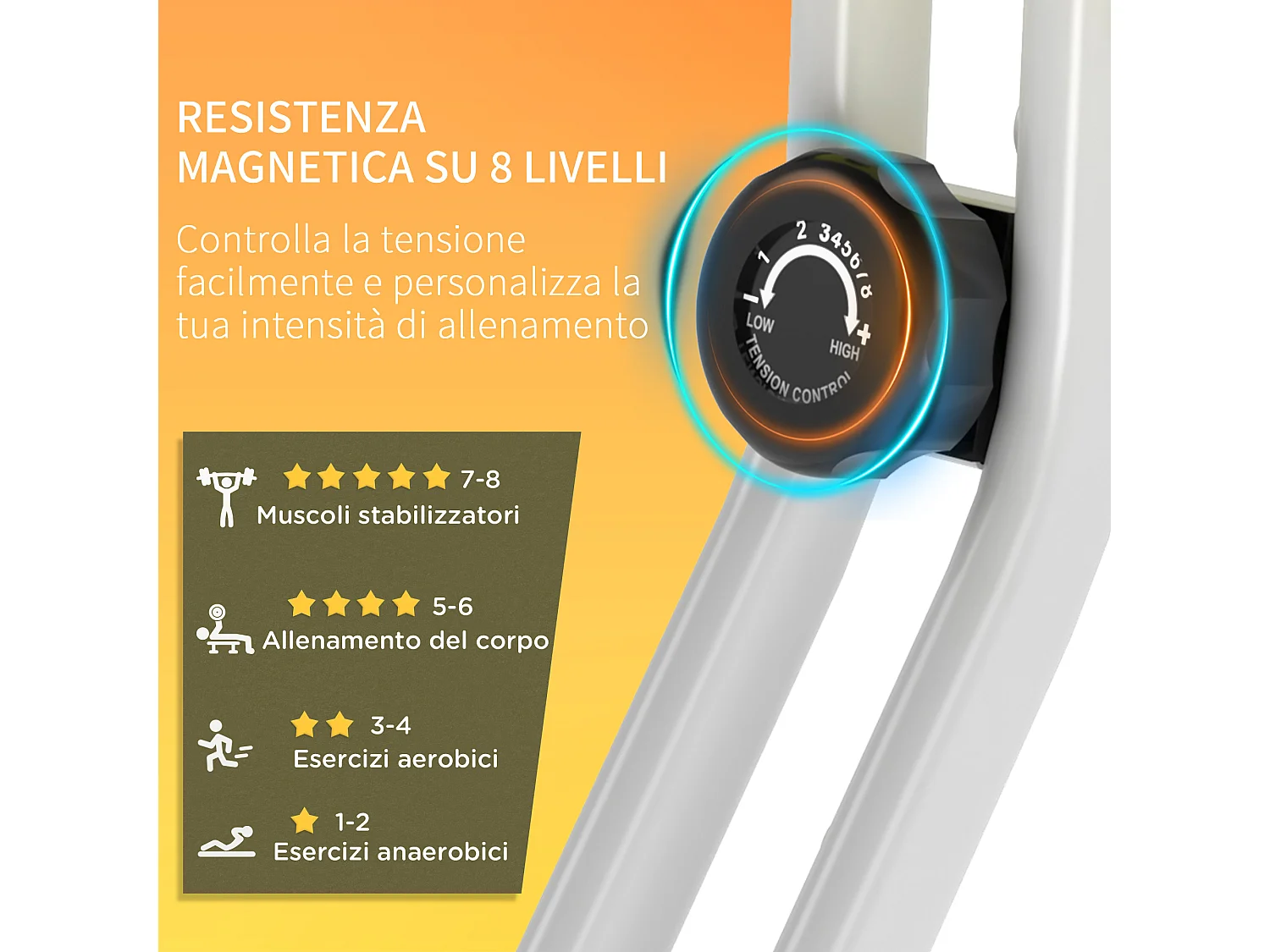 Cyclette pieghevole magnetica con 8 livelli di resistenza