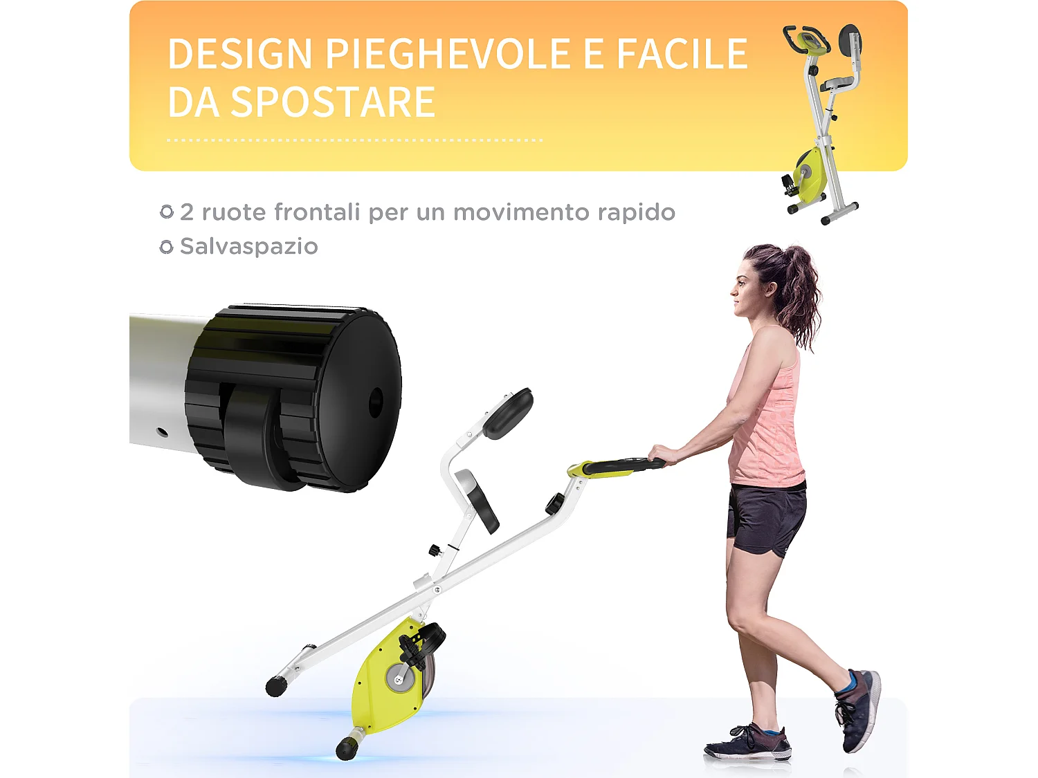 Cyclette pieghevole magnetica con 8 livelli di resistenza