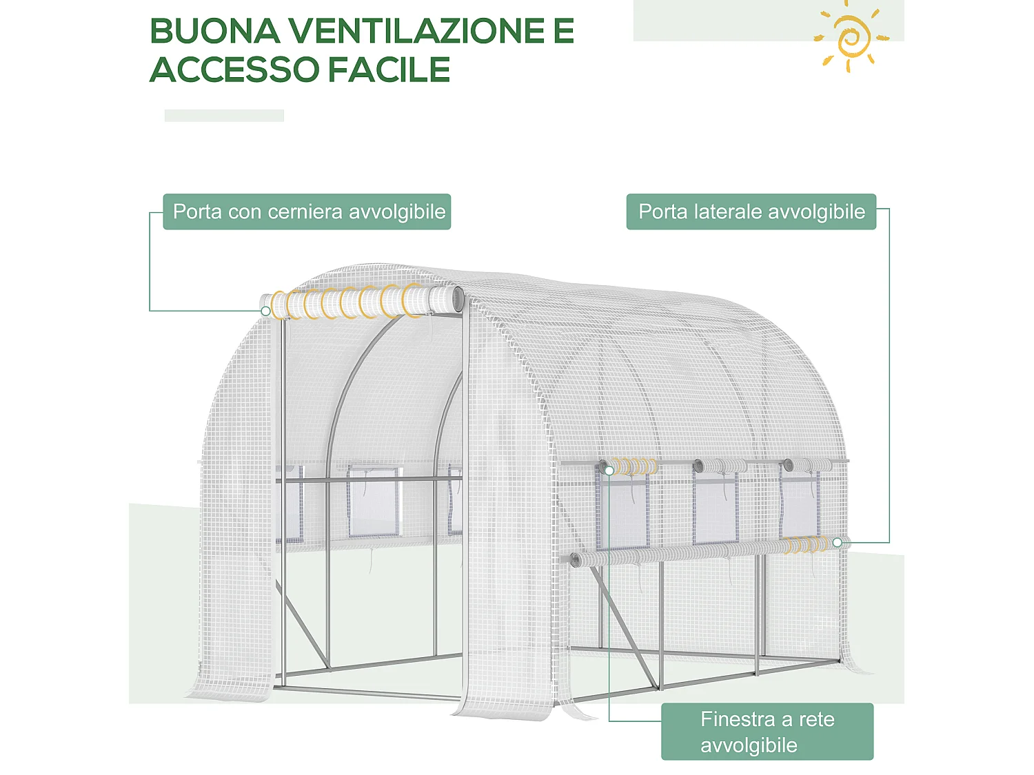 Cerchi da giardino per serra archi per serra tunnel orto con copertura a rete