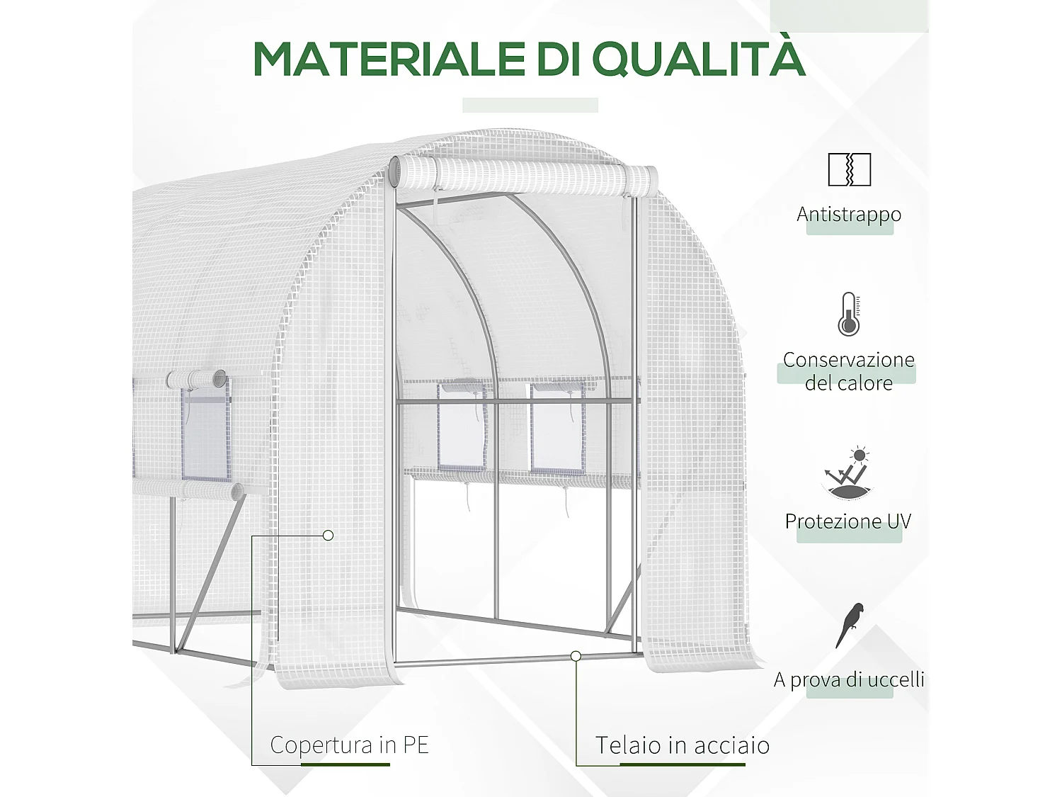 Cerchi da giardino per serra archi per serra tunnel orto con copertura a rete