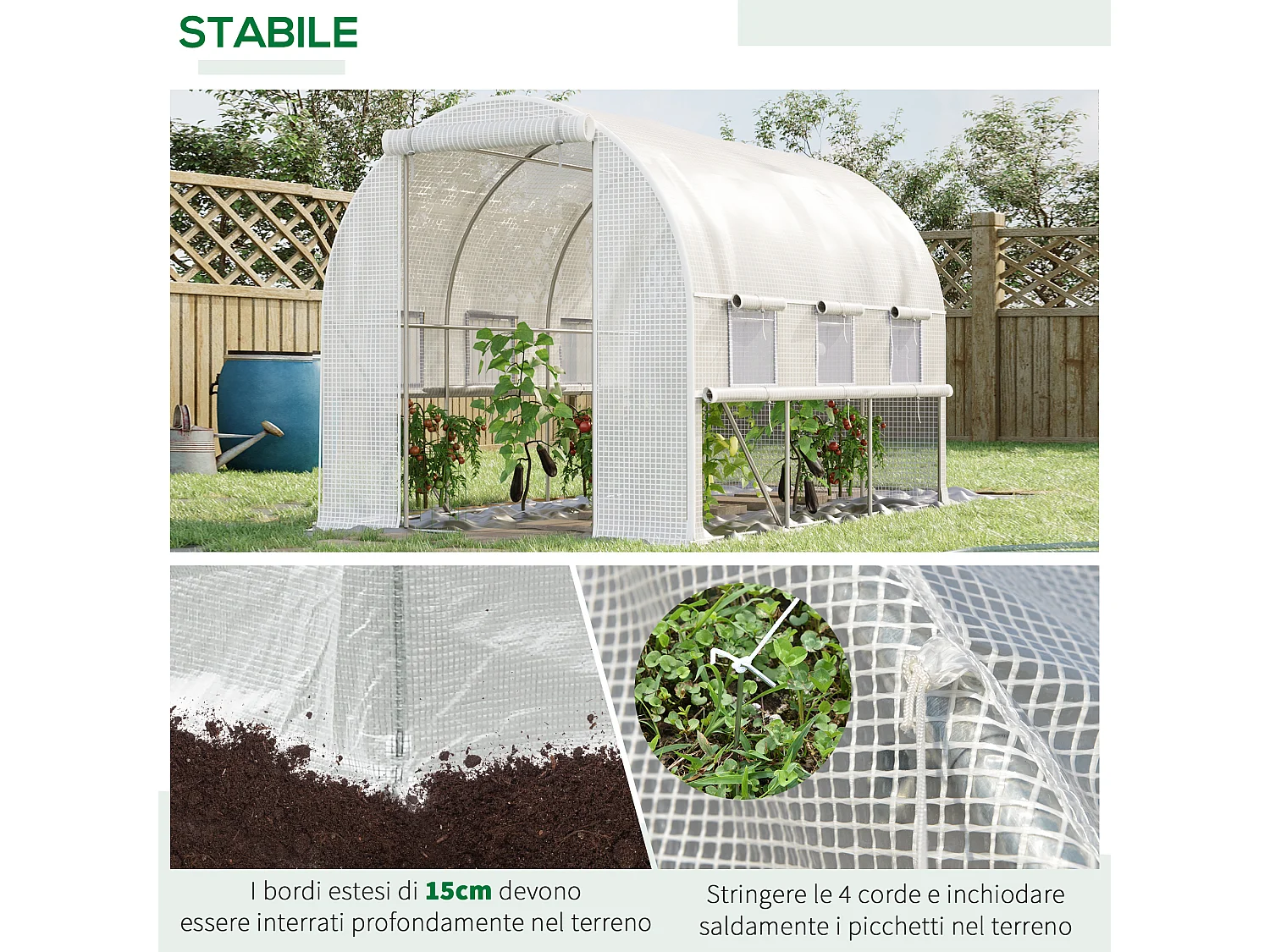 Cerchi da giardino per serra archi per serra tunnel orto con copertura a rete