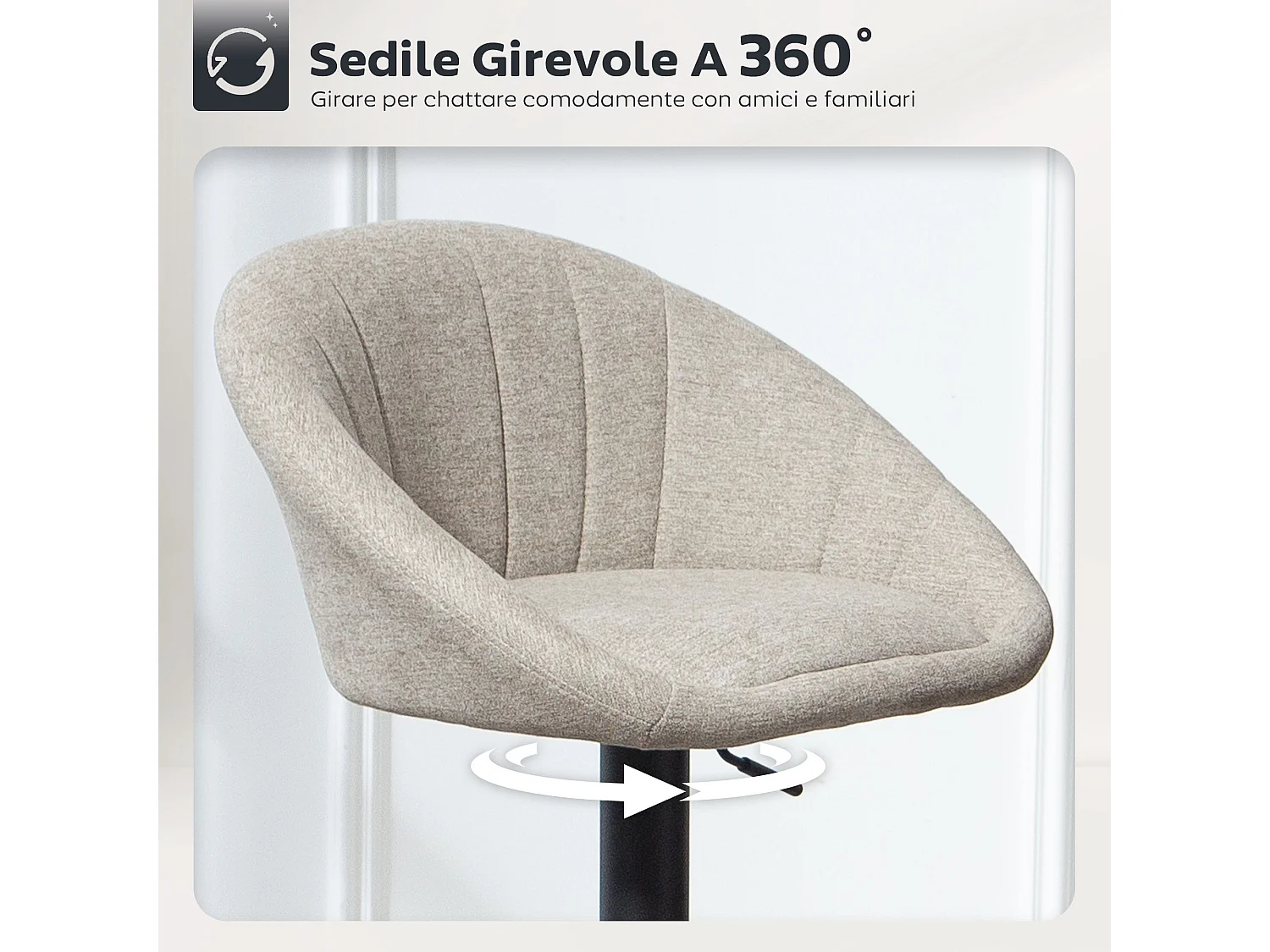 Set 2 sgabelli bar con schienale e braccioli altezza regolabile