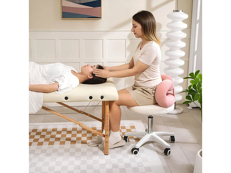 Sgabello per parrucchiere ad altezza regolabile con rotelle girevoli e schienale ad arco