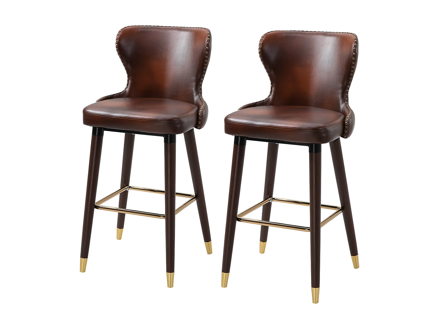 Set 2 sgabelli alti da bar in stile industriale marrone e oro