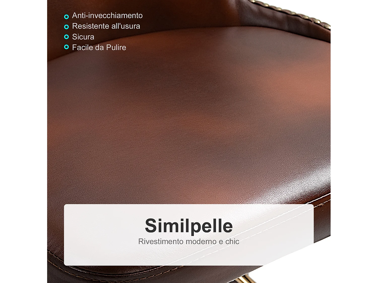 Set 2 sgabelli alti da bar in stile industriale marrone e oro