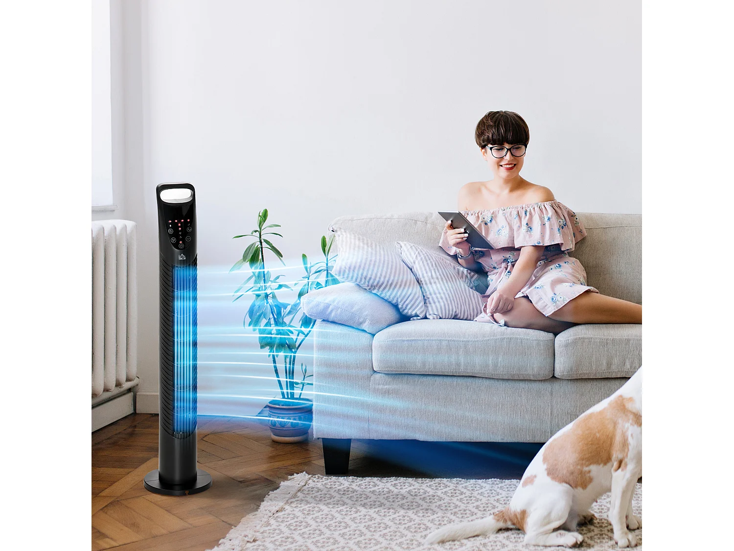 Ventilatore a colonna con telecomando fino a 5m oscillante 70° con 3 modalità e 3 velocità