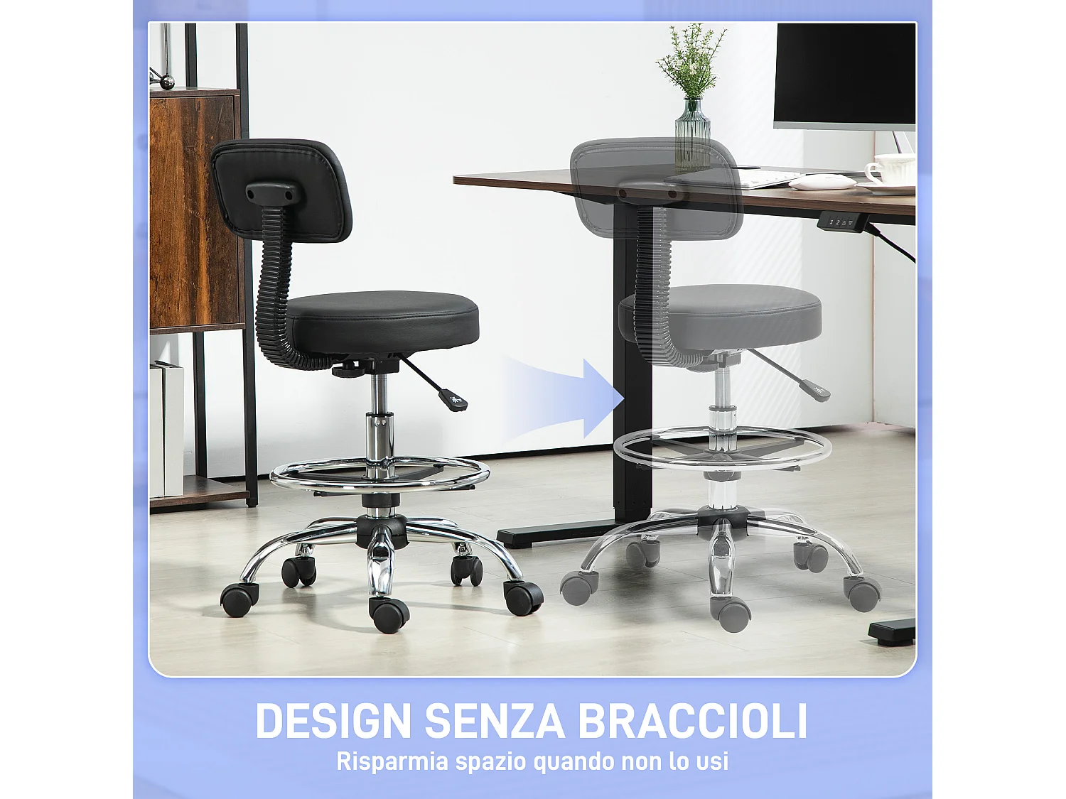 Sedia da ufficio girevole a 360° ad altezza regolabile sgabello da ufficio con poggiapied