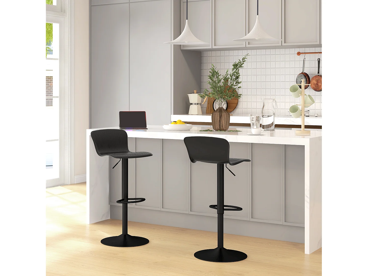Set 2 sgabelli da bar con schienali ergonomici poggiapiedi sgabelli cucina