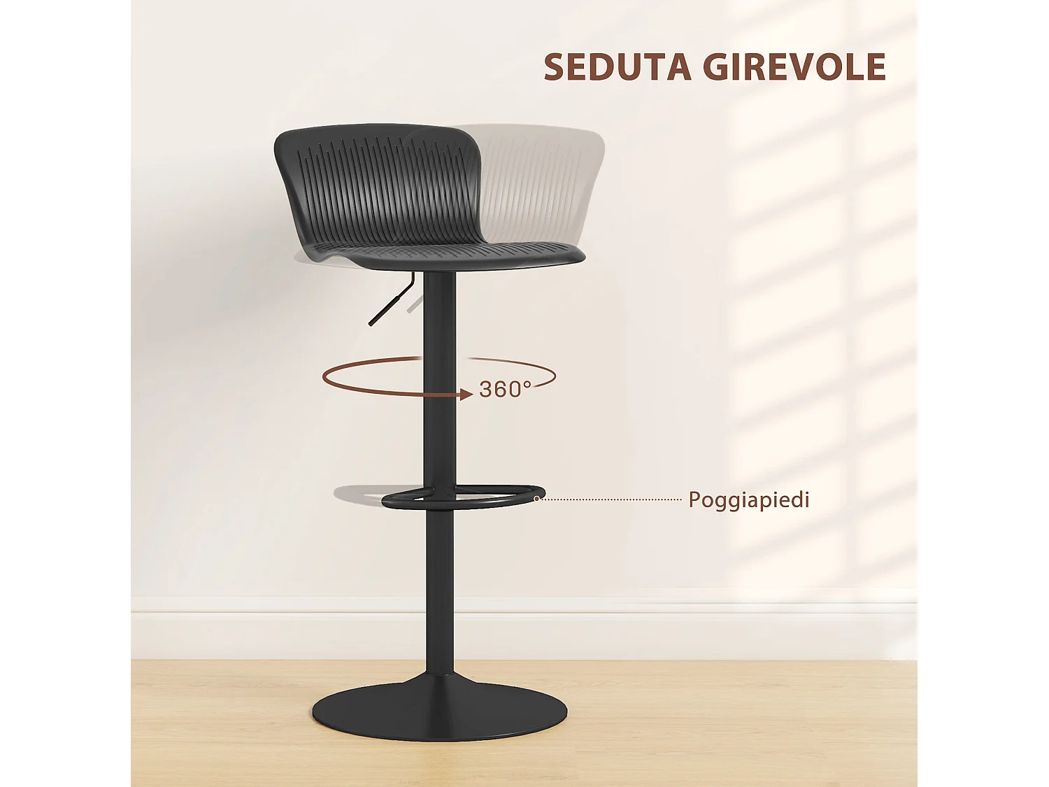 Set 2 sgabelli da bar con schienali ergonomici poggiapiedi sgabelli cucina