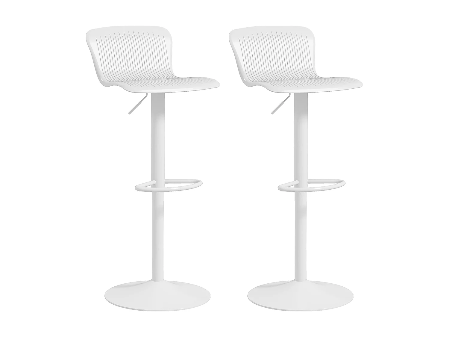 Set 2 sgabelli bar con schienale girevoli e altezza regolabile bianco