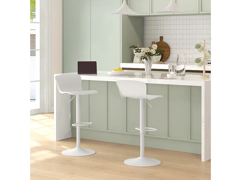 Set 2 sgabelli bar con schienale girevoli e altezza regolabile bianco