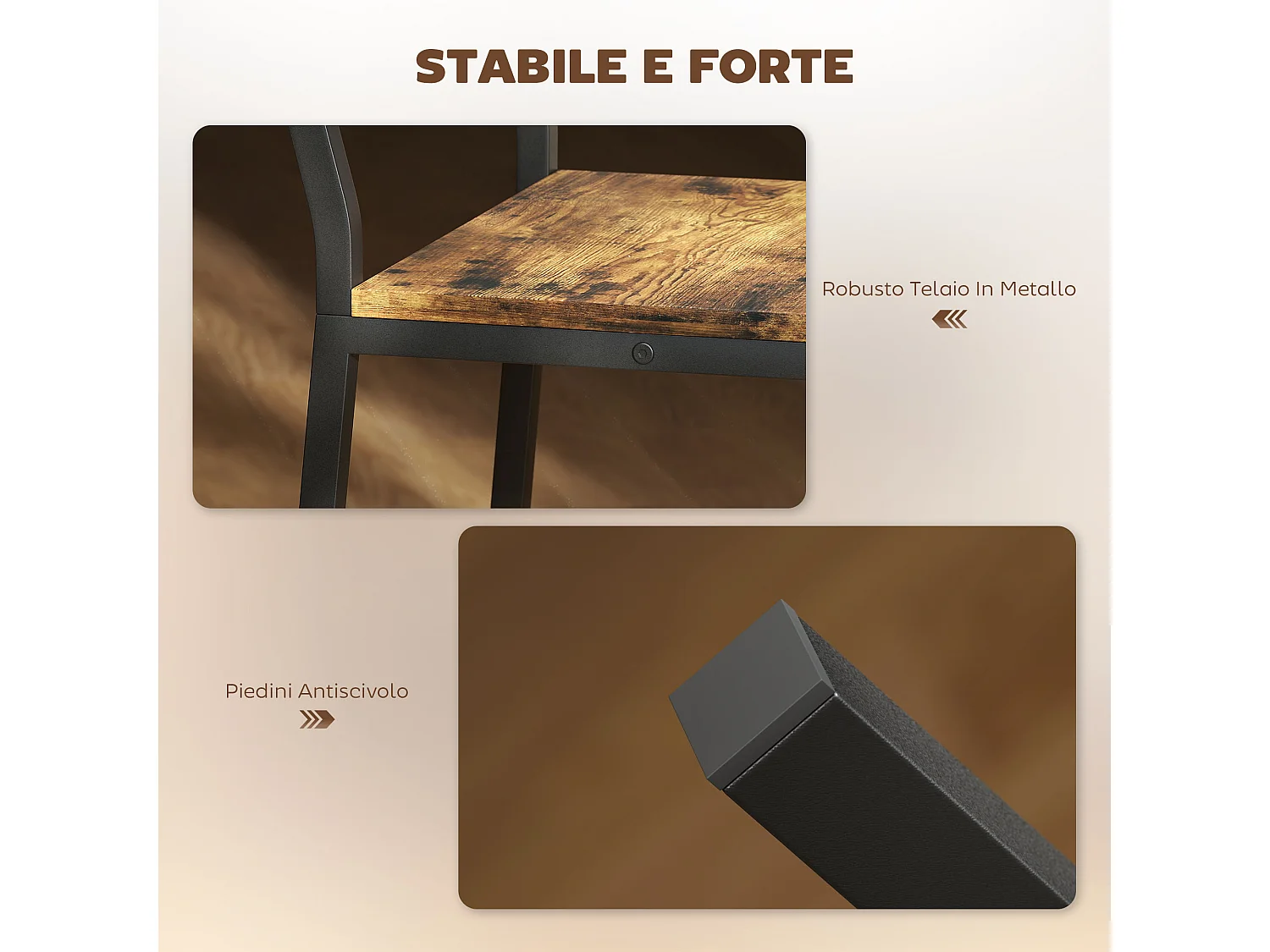 Set di 2 sgabelli da bar con schienale in stile industriale