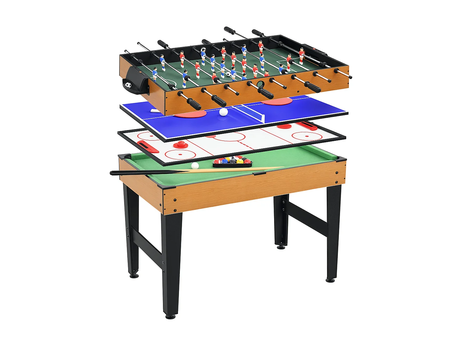 Tavolo multigioco 4 in 1 con calciobalilla biliardo ping pong hockey