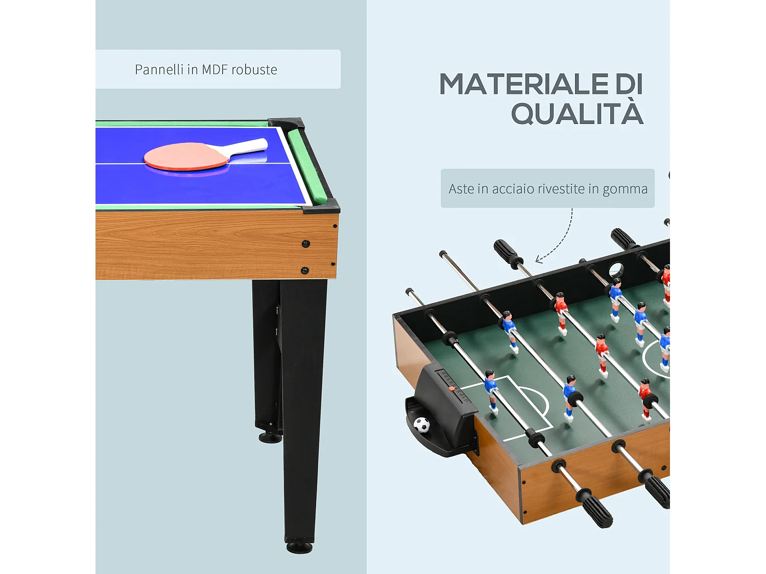 Tavolo multigioco 4 in 1 con calciobalilla biliardo ping pong hockey