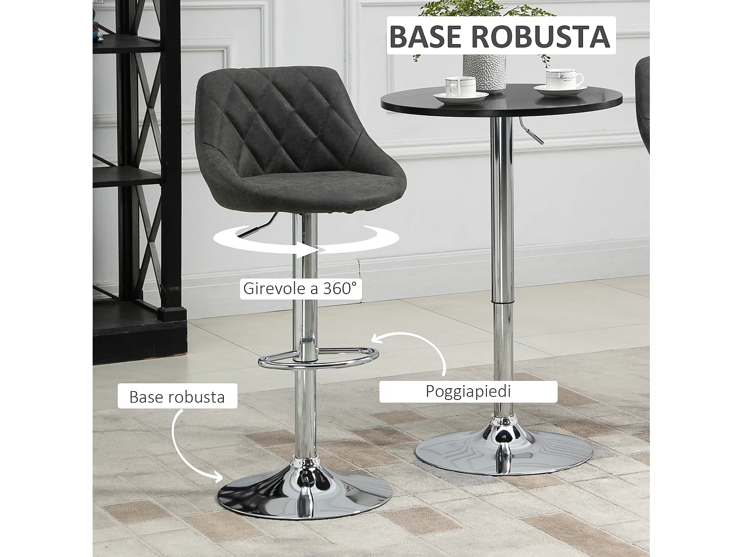 Set 2 sgabelli da bar girevoli in similpelle altezza regolabile