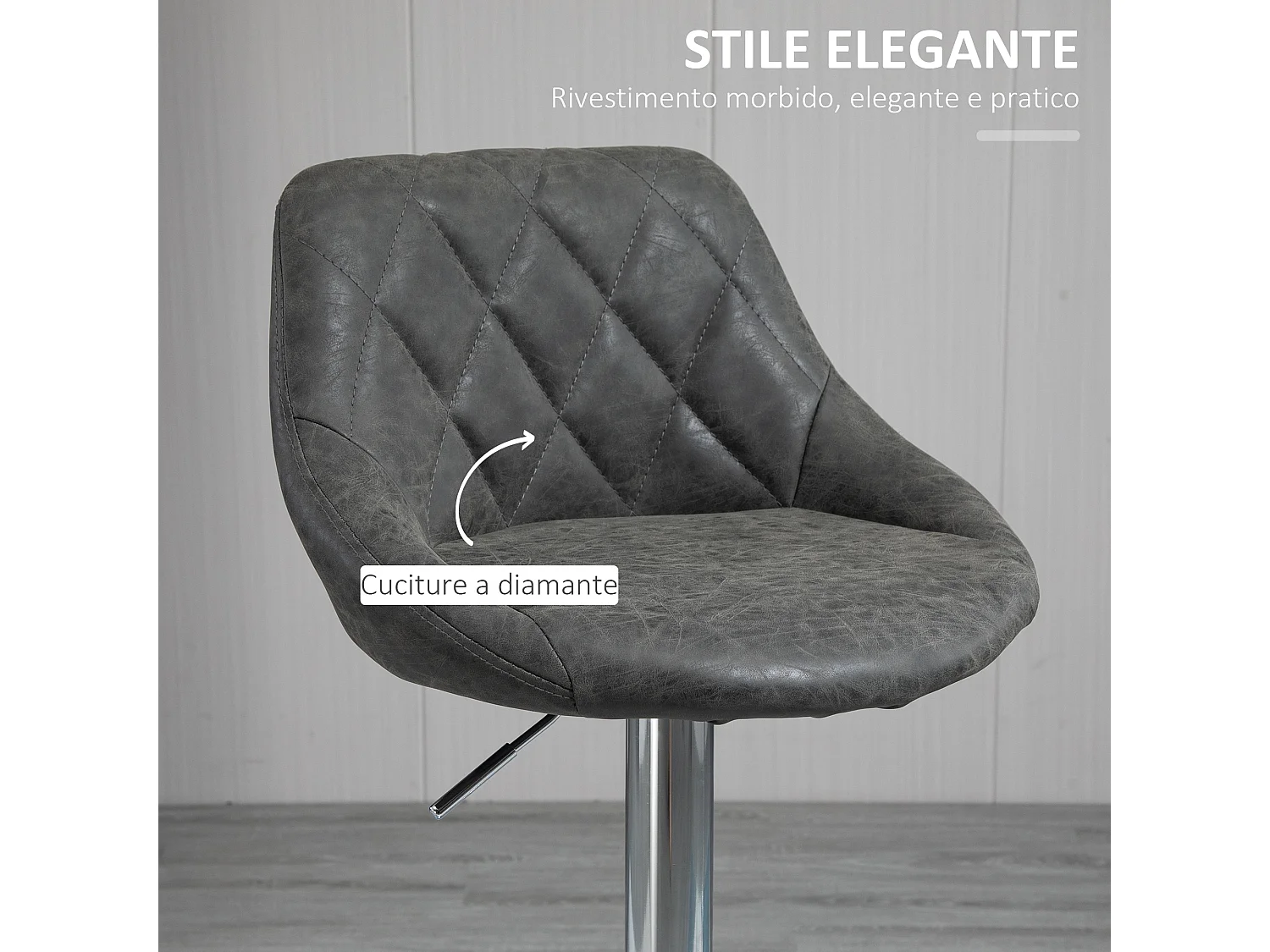 Set 2 sgabelli da bar girevoli in similpelle altezza regolabile