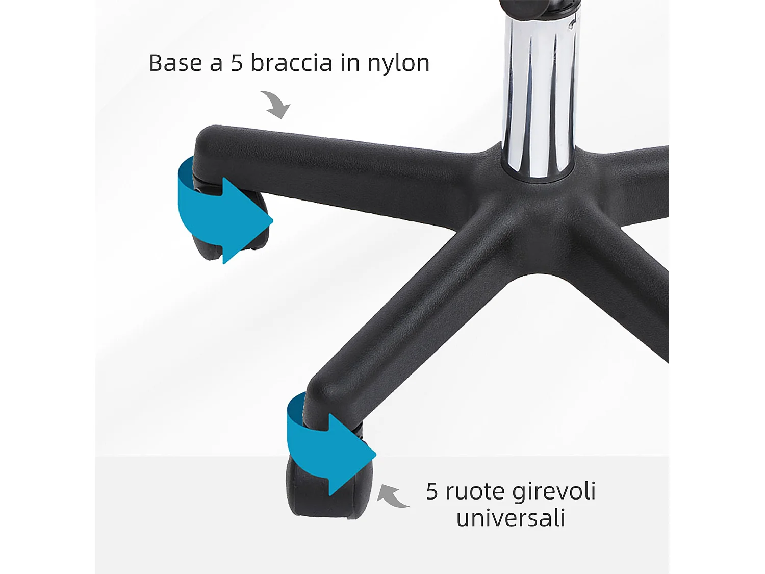 Sgabello girevole con schienale altezza regolabile in PU bianca